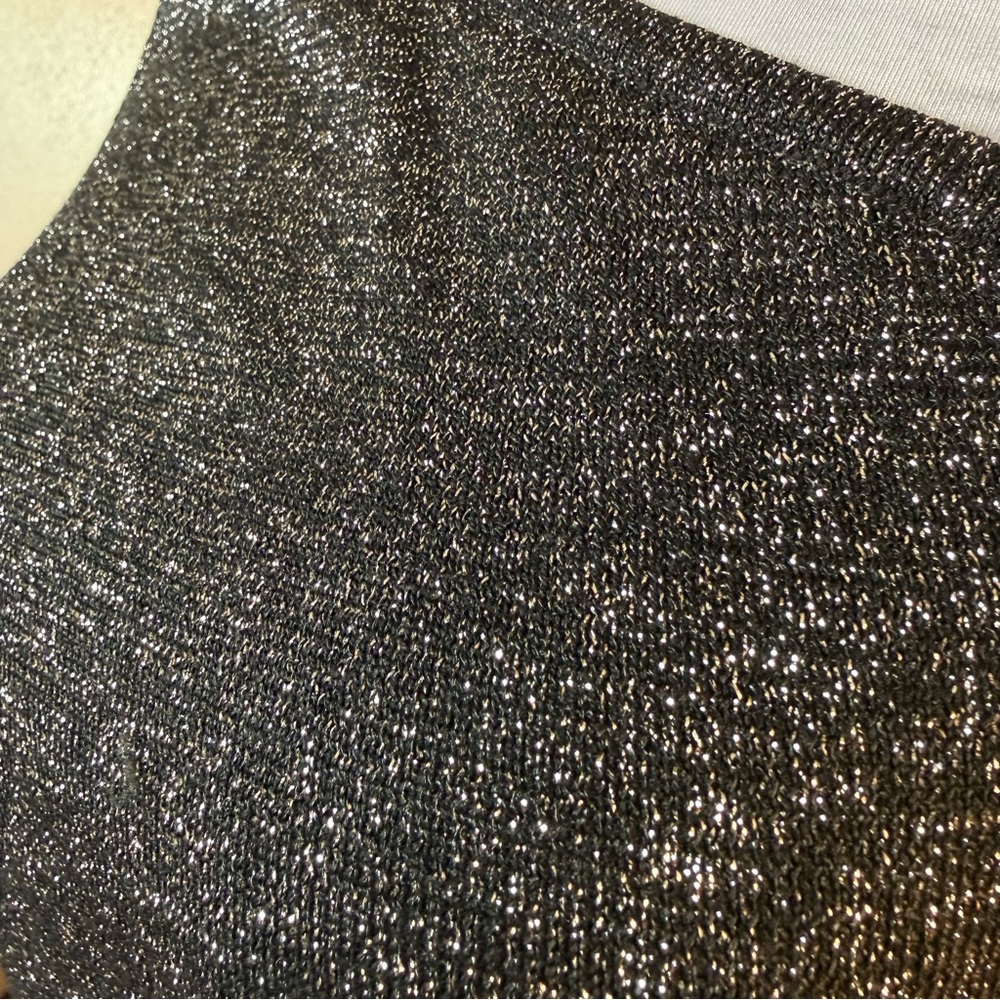 BCBGMaxAzria Black Silver Glitter Sparkle One Shoulder Cocktail Mini Dress M - Picture 6 of 12